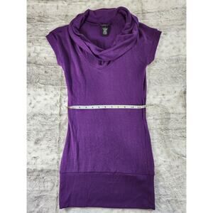 Rue21 Women's Purple Tunic Top Short Sleeve, Bowl Neck, Size S